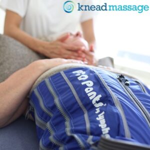Qualified Lymphatic Massage Therapist doing Lymphatic Compression at Knead Massage Brisbane.